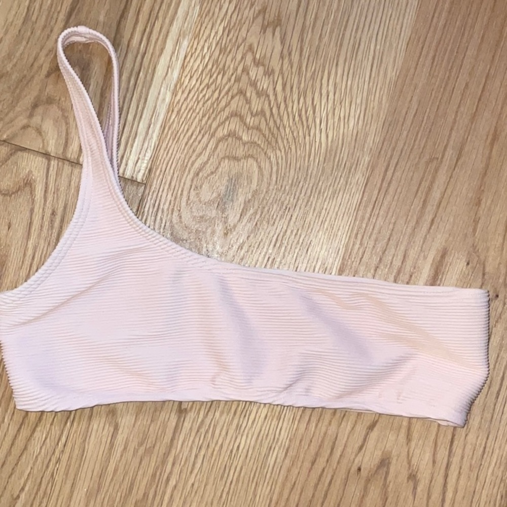 Billabong | Barely Blush Tanlines One-Shoulder, Ribbed Blush Bikini Top - Small